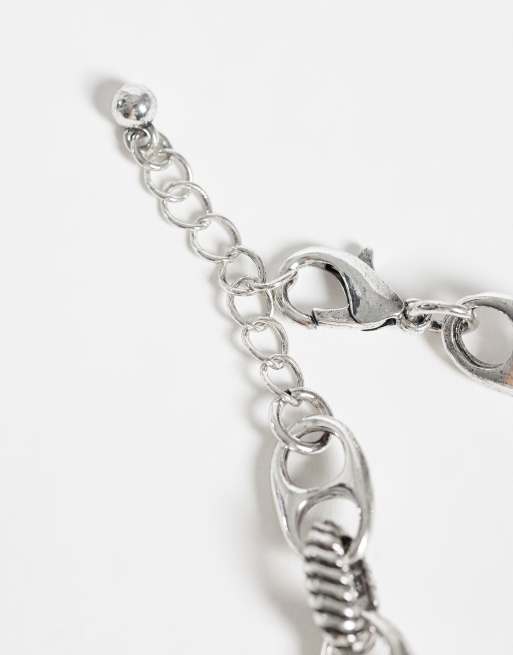 Reclaimed Vintage silver mariner chain bracelet with twist details, 2 of 3