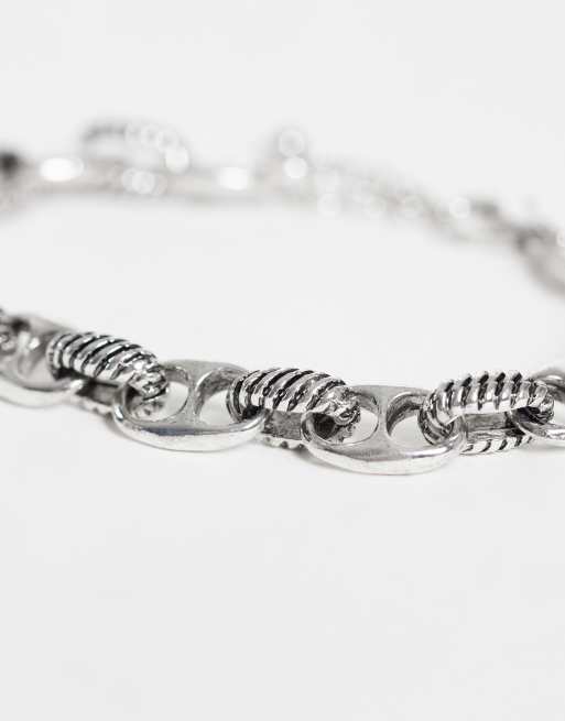 Reclaimed Vintage silver mariner chain bracelet with twist details