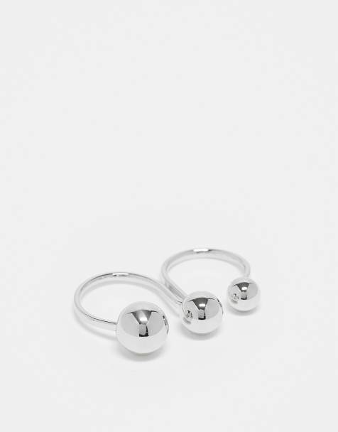 Reclaimed Vintage – Silverfärgad ring i unisex-modell med kulor - view 1