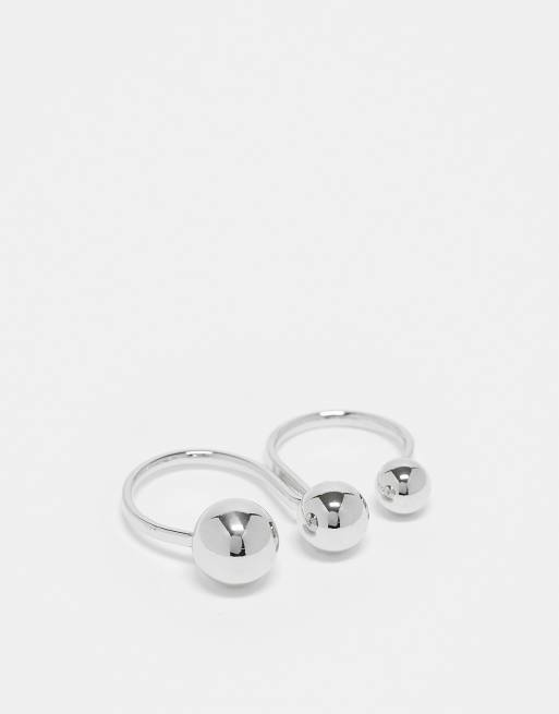 Reclaimed Vintage – Silverfärgad ring i unisex-modell med kulor