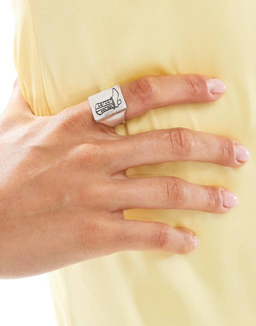 Reclaimed Vintage – Silverfärgad ringar i unisex-modell med ritad cowboystövel, 4 av 4