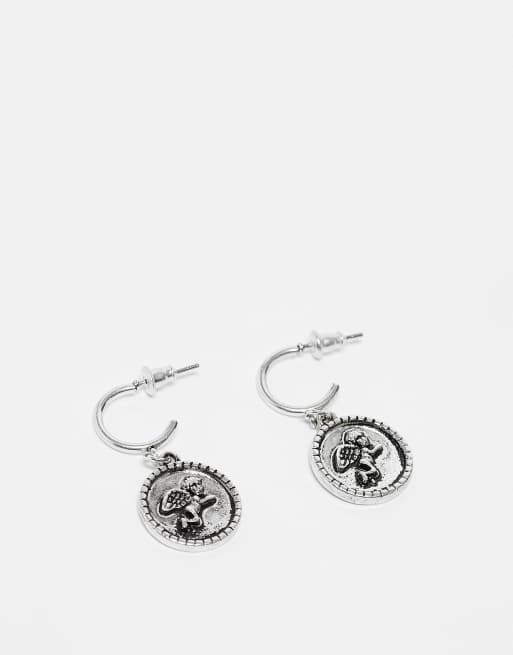 Reclaimed Vintage – Silverfärgade creoler i unisex-modell med kerub