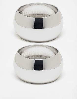 Reclaimed Vintage – Silverfärgade, stora armringar, 2-pack - view 1