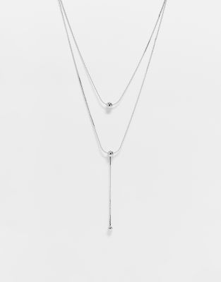 Reclaimed Vintage – Silverfärgat halsband i flera rader och unisex-modell - view 1