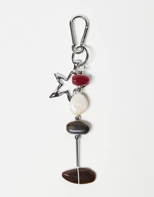 Reclaimed Vintage – Silverfärgat väsksmycke med nyckelring i unisex-modell med stjärna och oäkta stenar