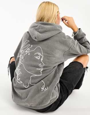 Reclaimed Vintage sketchy face hoodie in charcoal - ASOS Price Checker