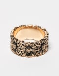 [Reclaimed Vintage] Reclaimed Vintage skinny daisy ring in burnished gold XL Gold