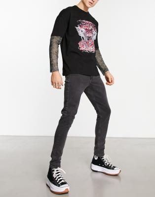 Reclaimed Vintage Skinny Jeans In Washed Black