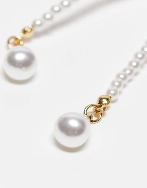 Reclaimed Vintage skinny pearl bow necklace, 3 of 4