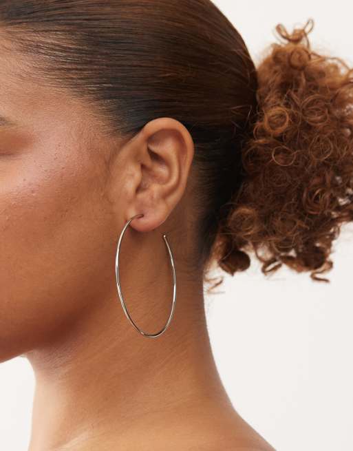 Reclaimed Vintage skinny xl hoops in silver