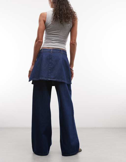 Reclaimed Vintage skirt pants jeans in indigo, 2 of 5