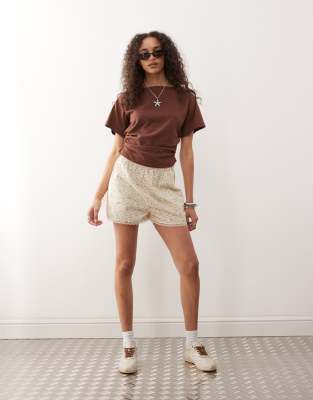 Reclaimed Vintage Slash Neck Cinched Waist T-shirt With Ruching Detail