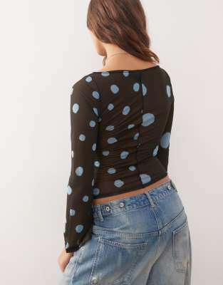 Reclaimed Vintage slash neck flare sleeves top with spliced