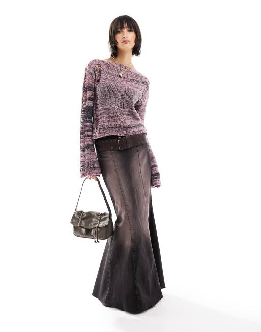 Reclaimed Vintage slash neck ladder sweater in space dye, 2 of 4