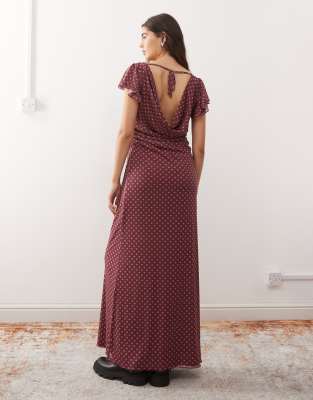 Reclaimed Vintage Slash Neck Midi Dress In Animal Print
