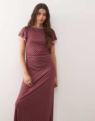 Reclaimed Vintage Slash Neck Midi Dress In Animal Print