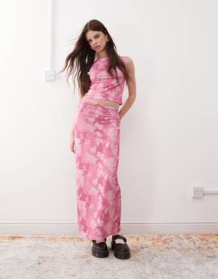 Reclaimed Vintage slash neck tank co-ord in abstract floral print