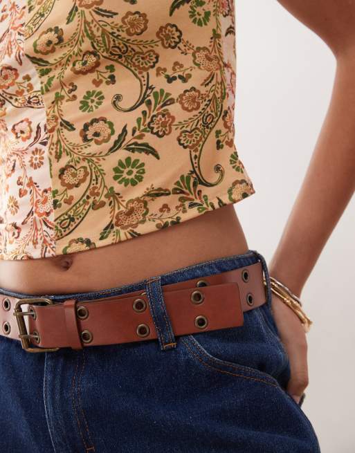 Reclaimed Vintage slash neck tank in mixed paisley print