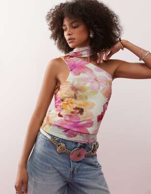 Reclaimed Vintage Slash Neck Tank Top In Multi