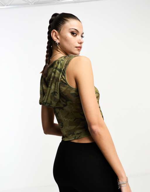 Sleeveless hooded best sale crop top