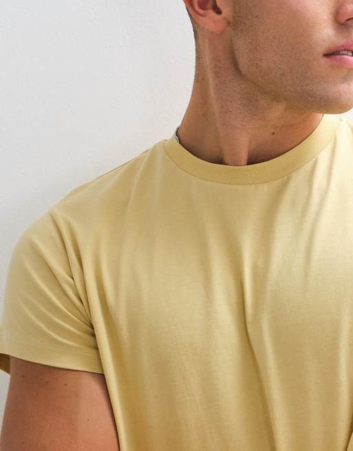 Reclaimed Vintage slim crop boxy oversized t-shirt in mustard, 2 of 5