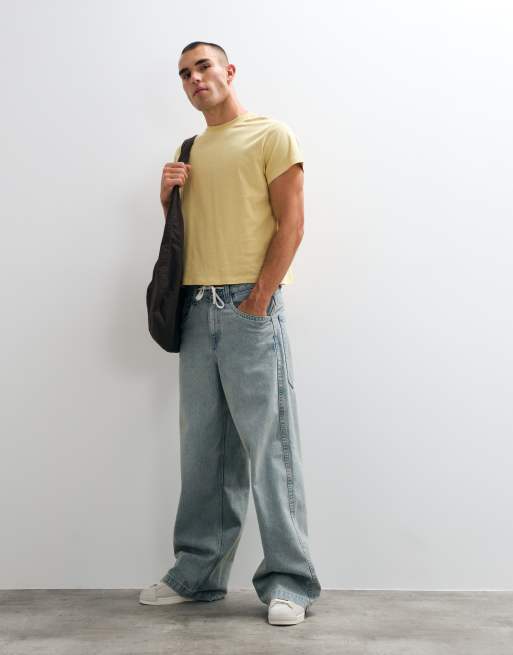 Reclaimed Vintage slim crop boxy oversized t-shirt in mustard, 3 of 5