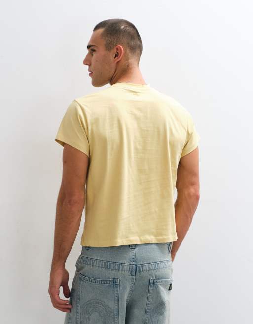 Reclaimed Vintage slim crop boxy oversized t-shirt in mustard, 4 of 5