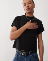 Topman oversized fit cropped T-shirt in black