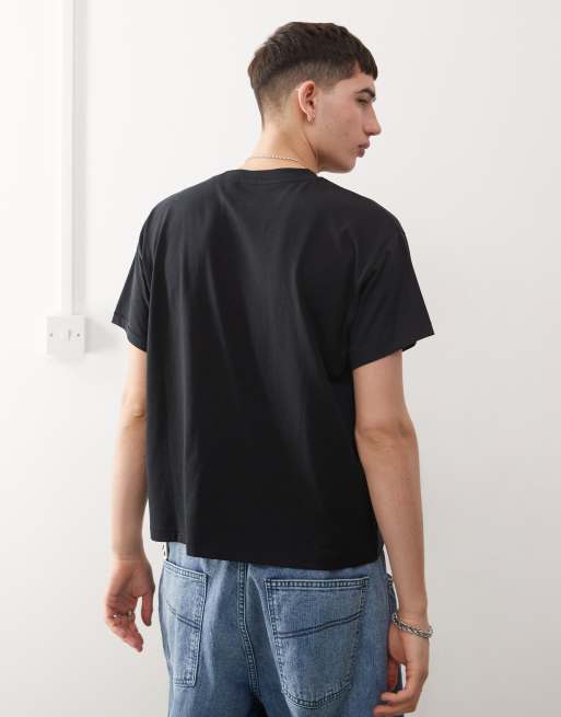 Reclaimed Vintage slim cropped boxy t shirt in black