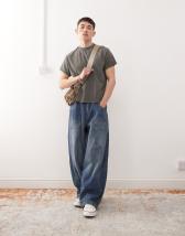 COLLUSION longline jogger short in grey marl