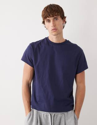 Reclaimed Vintage Slim Cropped Boxy T-shirt In Blue