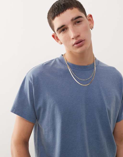 Reclaimed Vintage slim cropped boxy t shirt in washed blue, 3 of 4