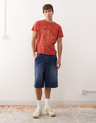 Reclaimed Vintage Slim Cropped Boxy Tee With Fruit Graphic Print In Red
