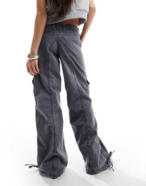 Reclaimed Vintage slim flared Y2K cargo pants in charcoal