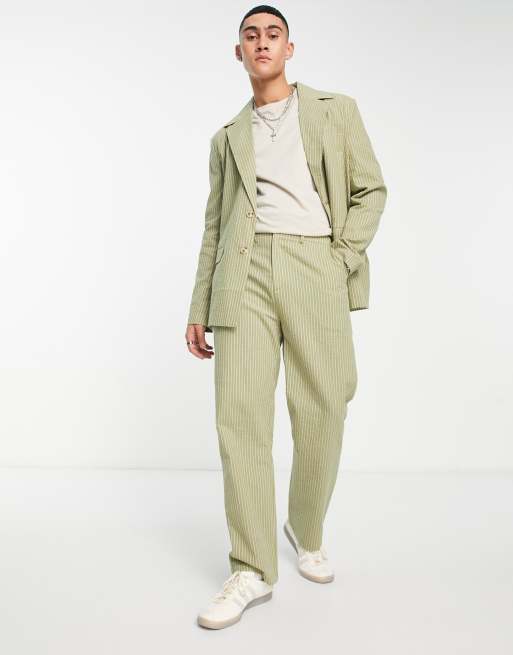 Reclaimed Vintage slim leg pants in summer pinstripe