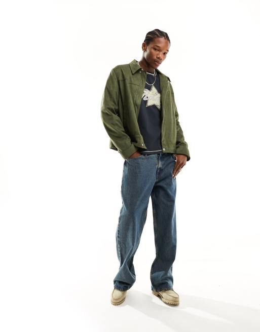 Faux suede trucker jacket discount