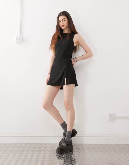 one shoulder little black dress Ricci Skort Dress Black Velvet – Canvas main image 0