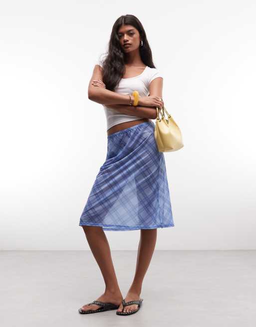 Reclaimed vintage slip skirt in check