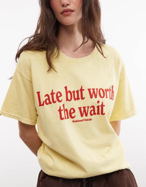 Reclaimed Vintage slogan T-shirt i buttermilk, 3 af 4