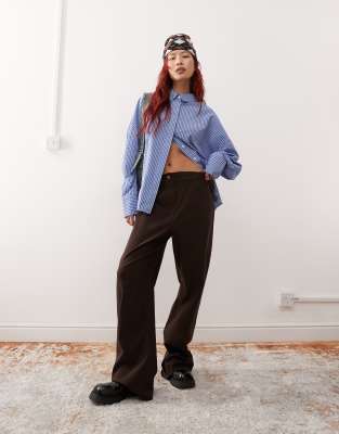 Reclaimed Vintage Slouchy Tailored Wide Leg Trouser In Chocolate Brown - Asos Tailored Trouser New In 28th October 2024