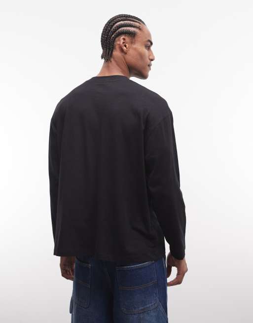 Reclaimed Vintage slub jersey lightweight henley top in black, 5 of 5