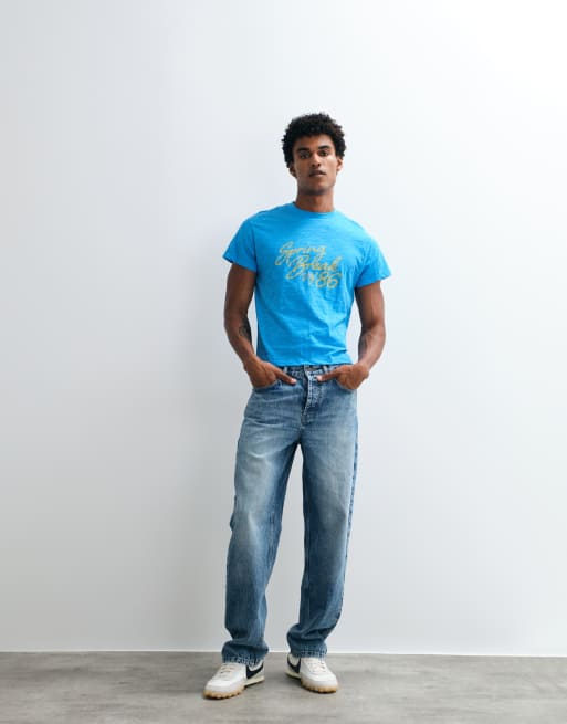 Reclaimed Vintage Slub-T-Shirt in Türkis, 4 von 5