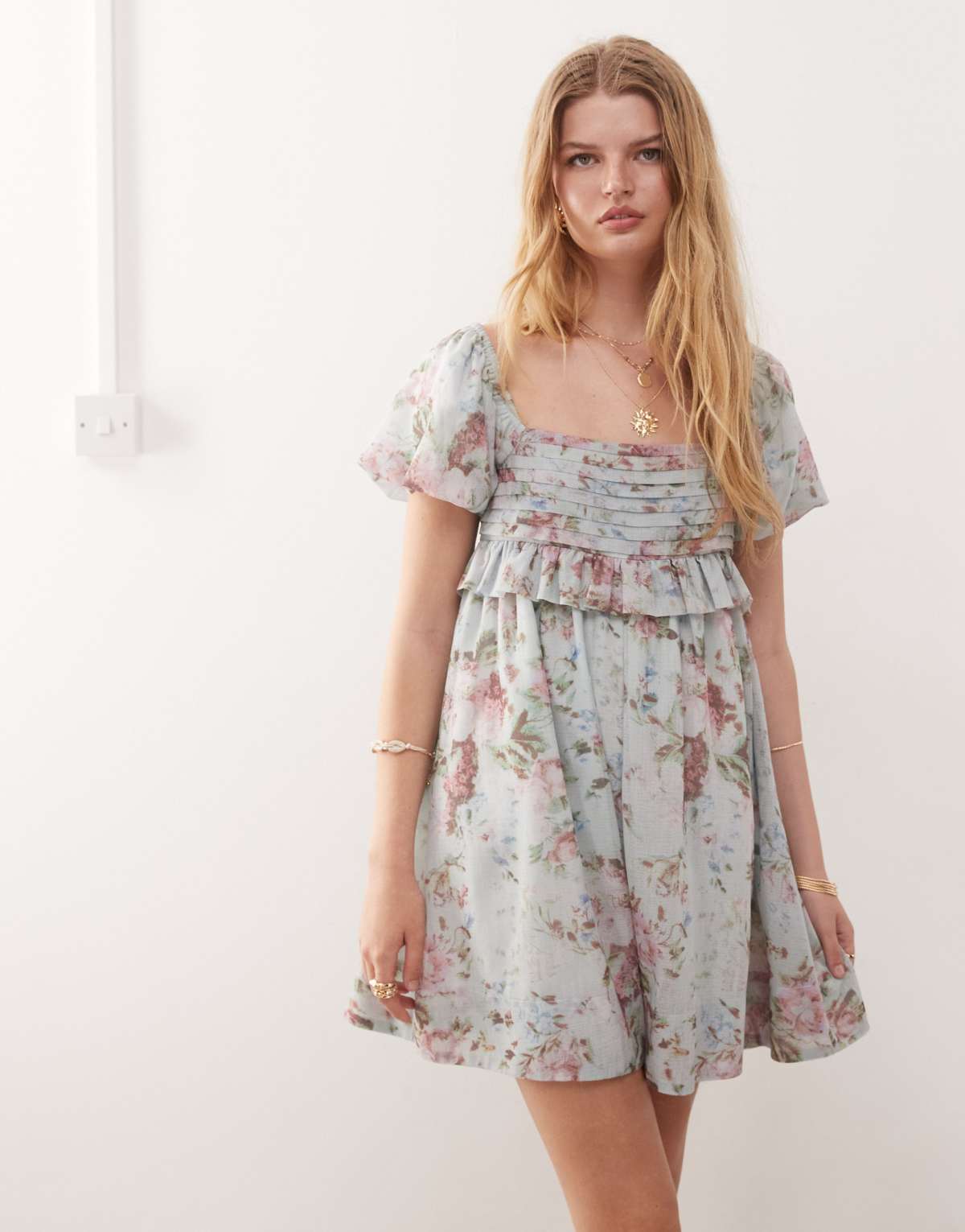 Reclaimed Vintage smock chiffon dress in floral print