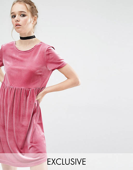 Reclaimed Vintage Smock Dress In Velvet