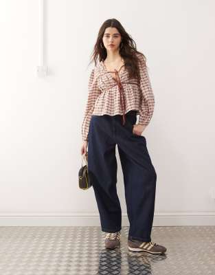 Reclaimed Vintage Smock Top With Ruching Detail In Multi