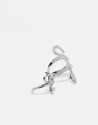 snake ring pack in silver and diamante