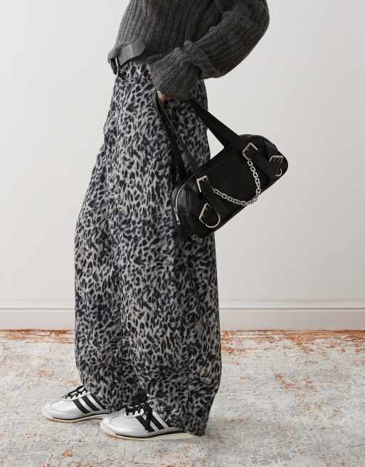 Reclaimed Vintage snow leopard print barrel leg pants | ASOS