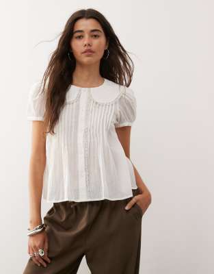 Reclaimed Vintage Soft Shirt With Peter Pan Collar In White