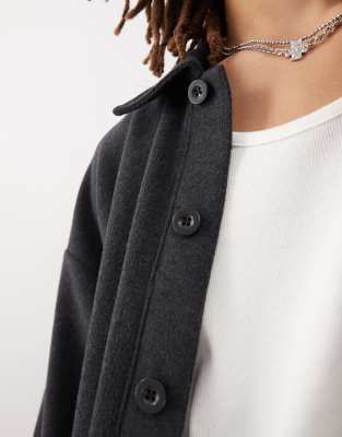 Reclaimed Vintage Soft Touch Collar Relaxed Fit Cardigan In Gray