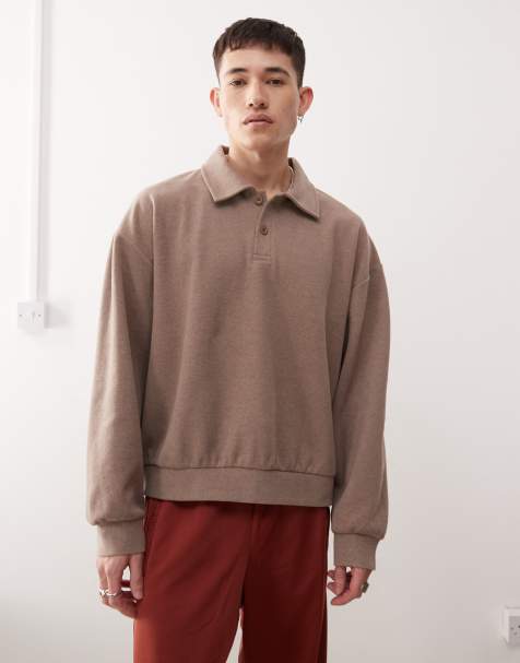 Reclaimed Vintage soft touch relaxed fit polo shirt in neutral - view 1